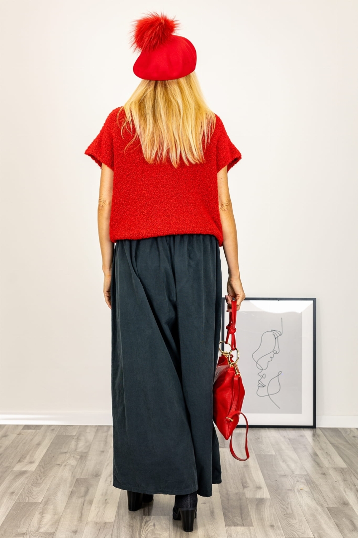 Modny golf oversize damski czerwony Buccinascoa