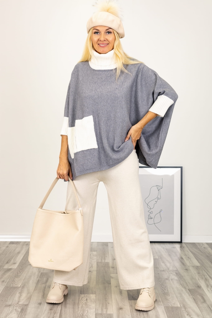 Dzianinowy sweter z golfem Biella w odcieniu szarości