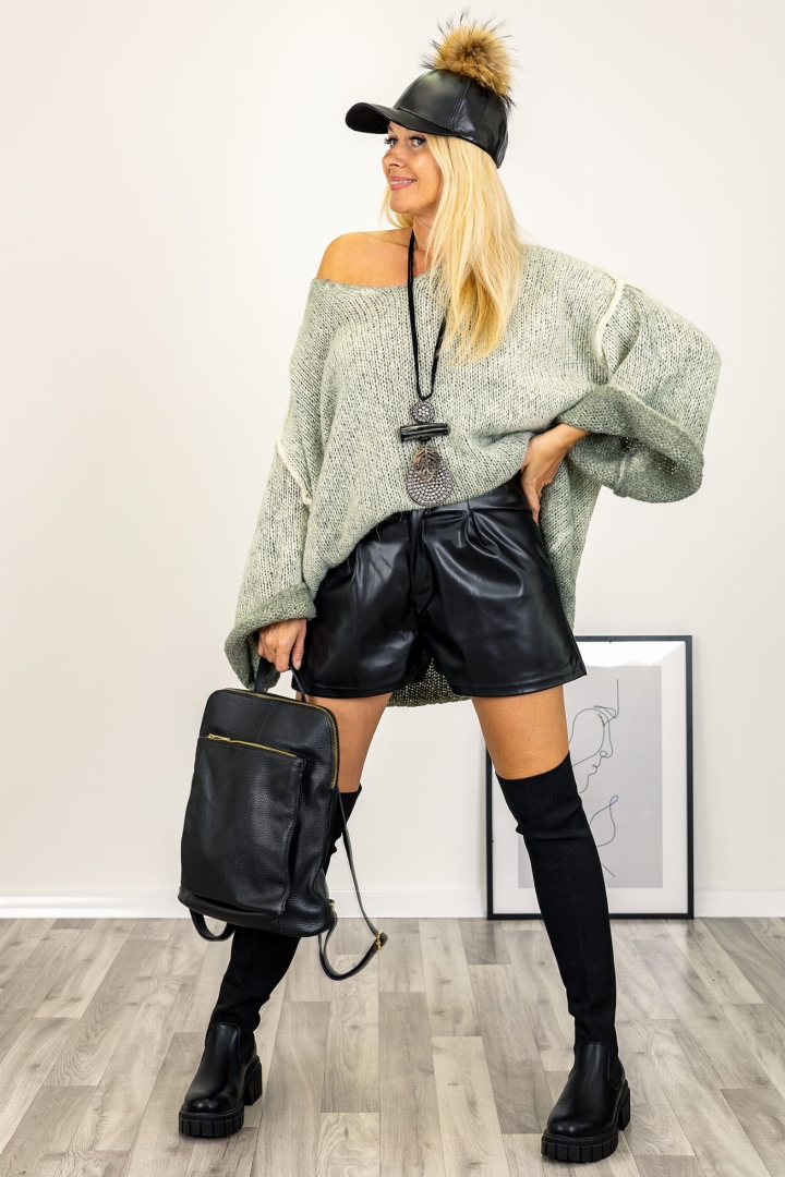 Spodenki szorty damskie ze skóry ekologicznej Palermoa czarne