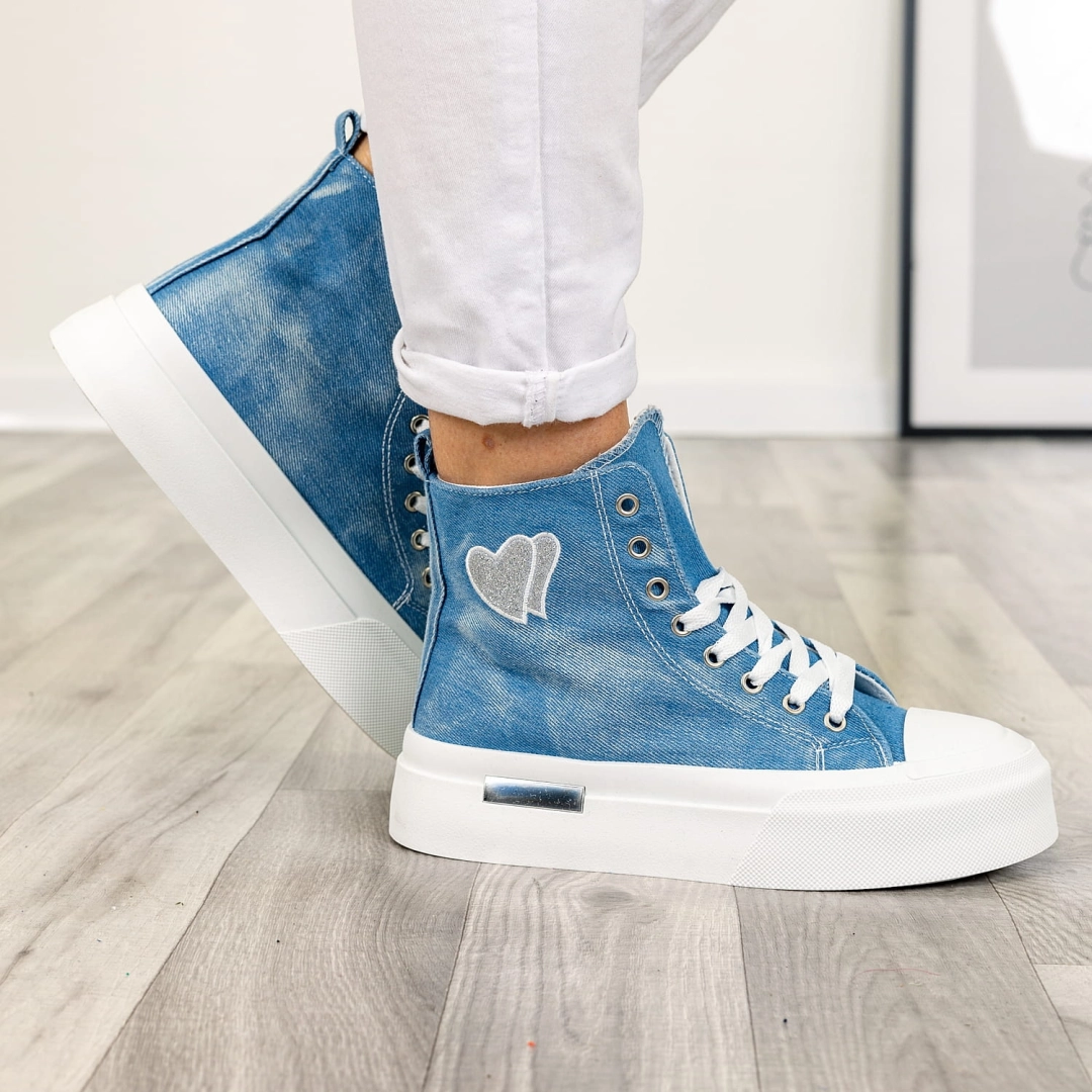 Wysokie trampki sznurowane Caioloa jasny jeans