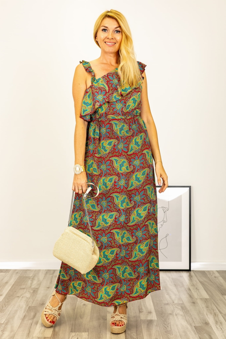 Czerwona sukienka jedwabna Calcata na ramiączku w stylu boho