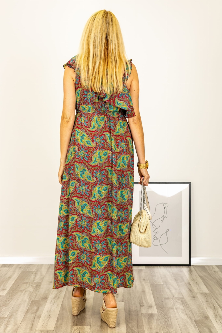 Sukienka Calcata maxi jedwabna czerwona z delikatnym printem