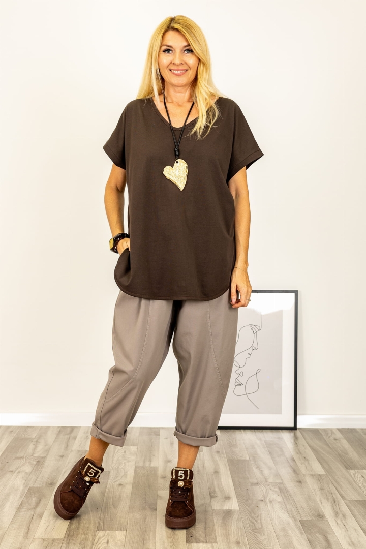 Tunika V dekolt brązowa