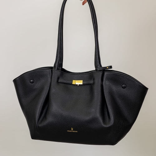 Czarna torebka shopper Loanoa. Duża torba A4 z eko skóry.