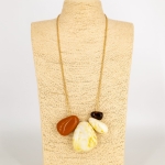 Naszyjnik z kamieniami o marmurkowym wzorze Campodarsegoa beżowy z pomarańczowym jaspisem