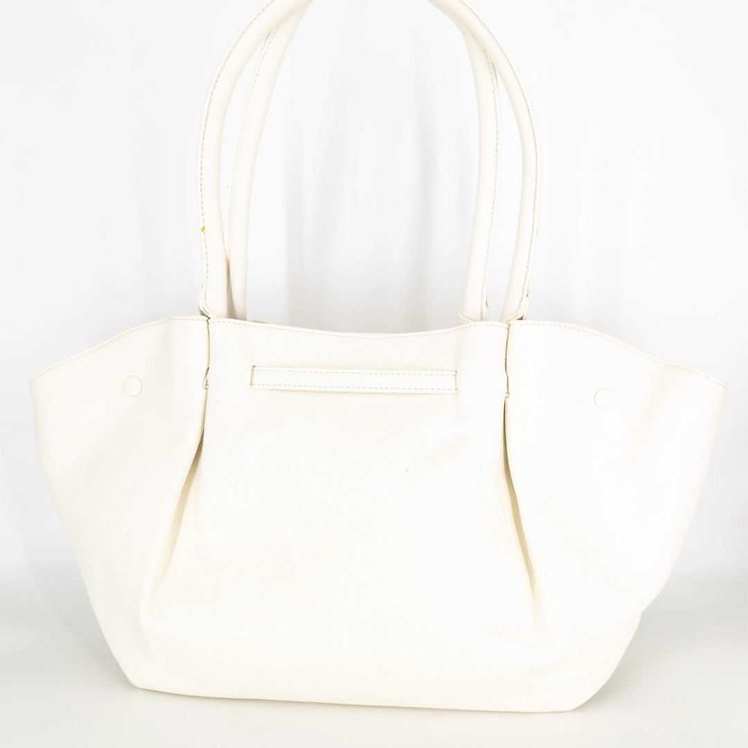 Elegancka torebka shopper Loanoa biała pojemna A4 na ramię w stylowym fasonie Antaresa