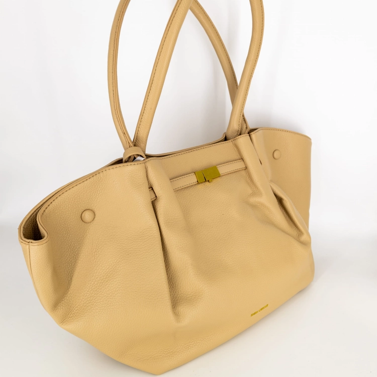 Loanoa torebka beżowa ciemna shopper A4 na ramię wykonana z ekoskóry Antaresa