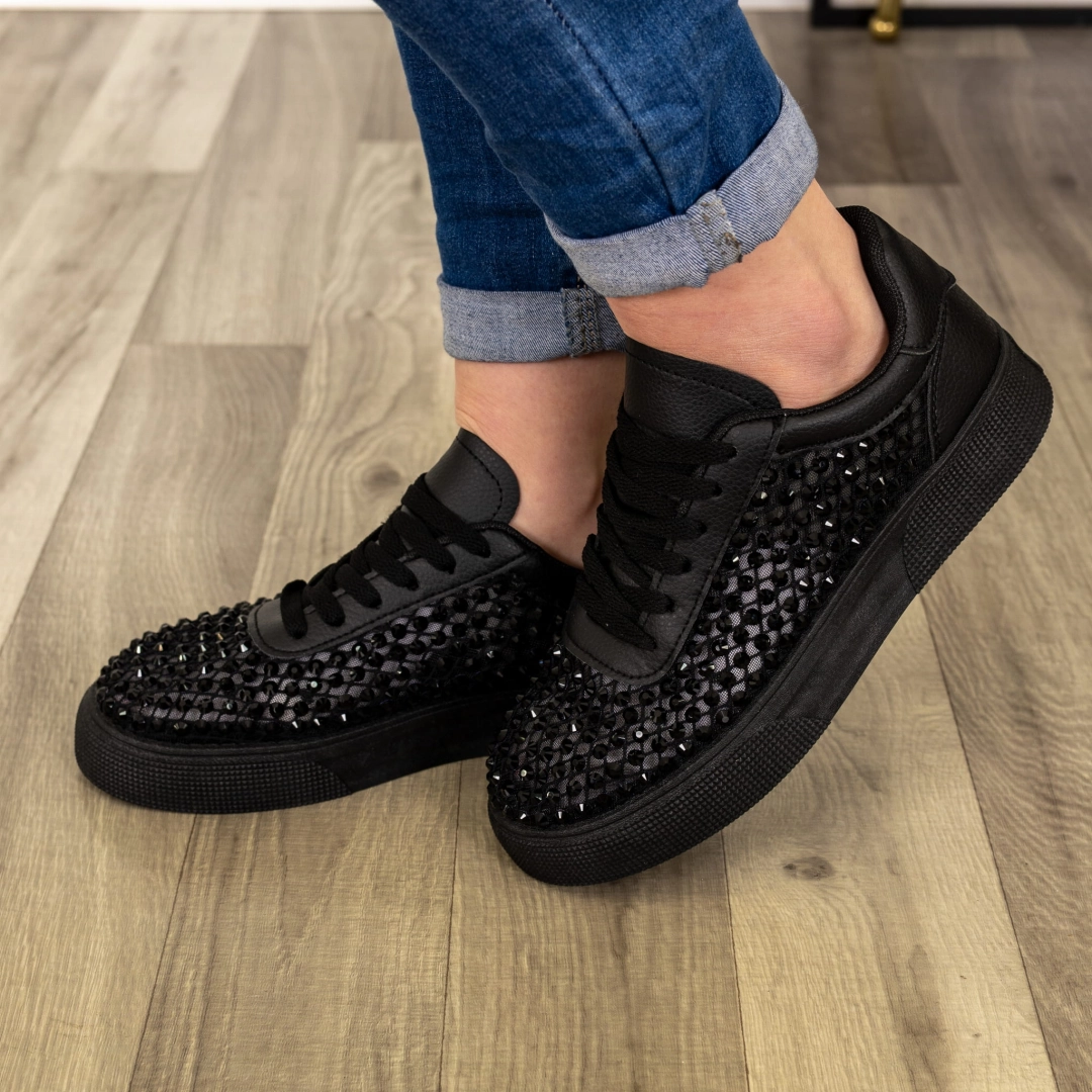 Sneakersy czarne Piobesi sznurowane z dekoracyjnymi bokami