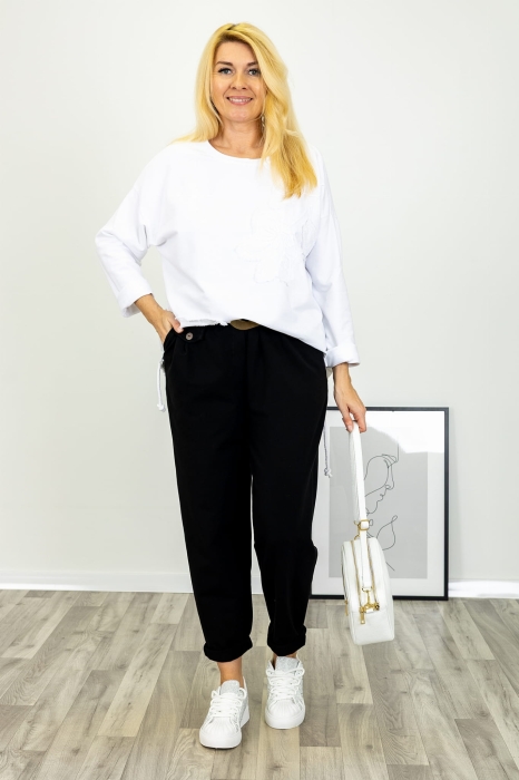 Spodnie Monteodorisio czarne z gumką w pasie i kieszeniami