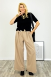 Spodnie palazzo z kieszeniami szeroką nogawką i wysokim stanem Borgatacostiera beżowe
