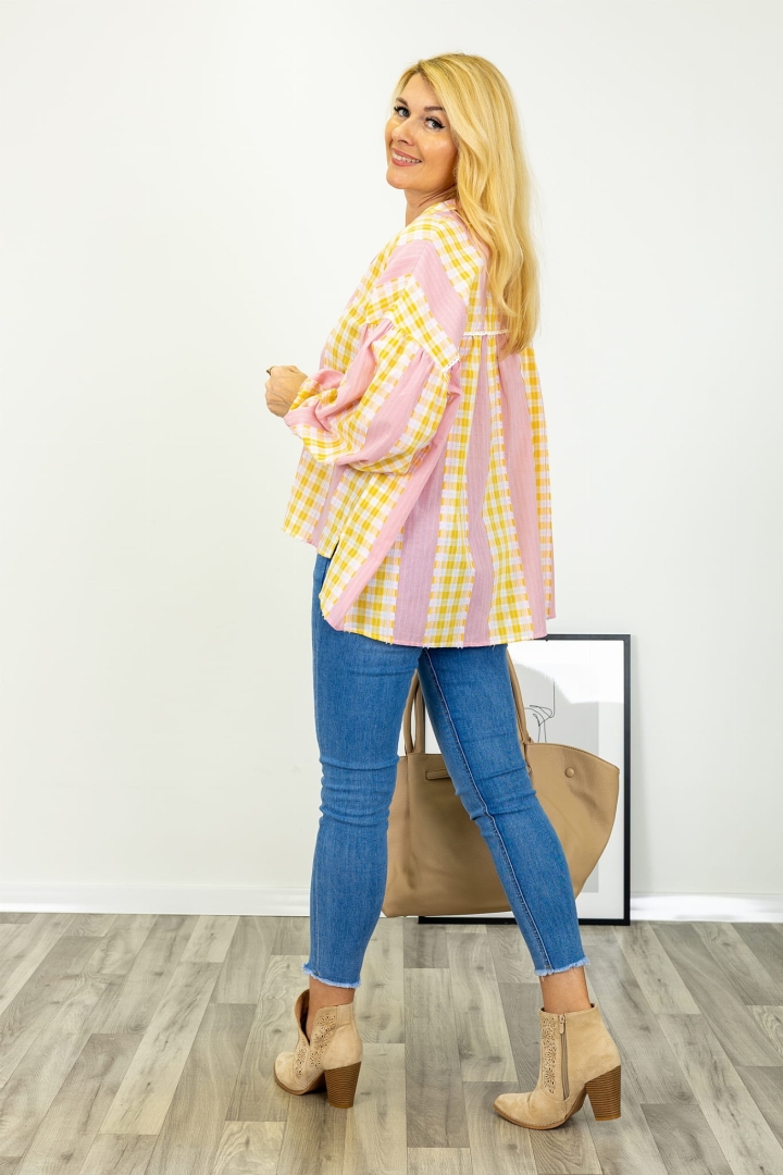 Koszula Cervasca asymetryczna w paski i kratę