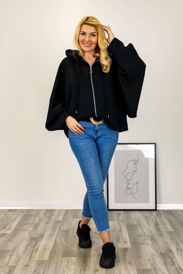 Geracisiculo bluza czarna z wydłużonym tyłem i ortalionową wstawką