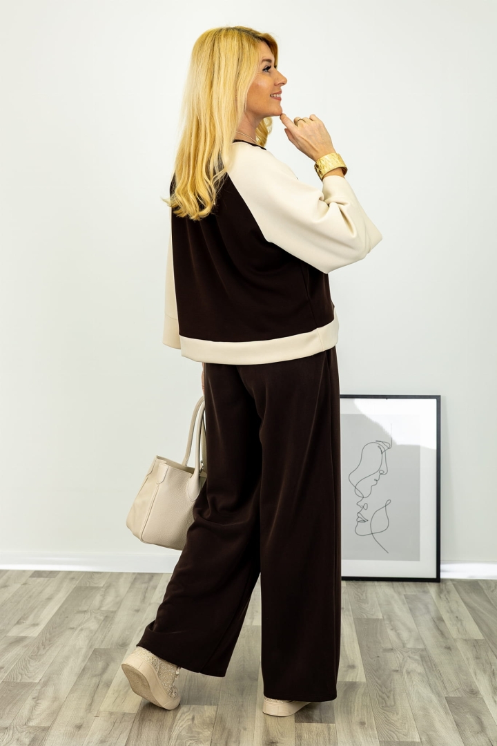 Casualowa bluzka damska Pisoniano z szerokimi rękawami i okrągłym dekoltem