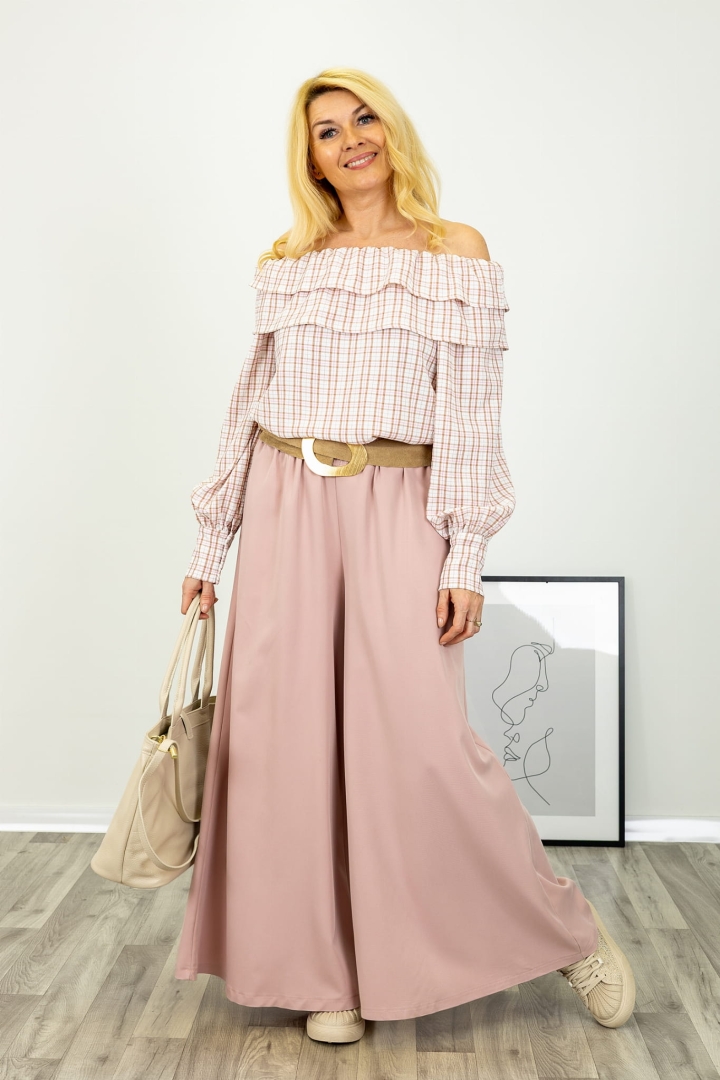 Palazzo Valdisotto pudrowy róż z kieszeniami po bokach i wysokim stanem