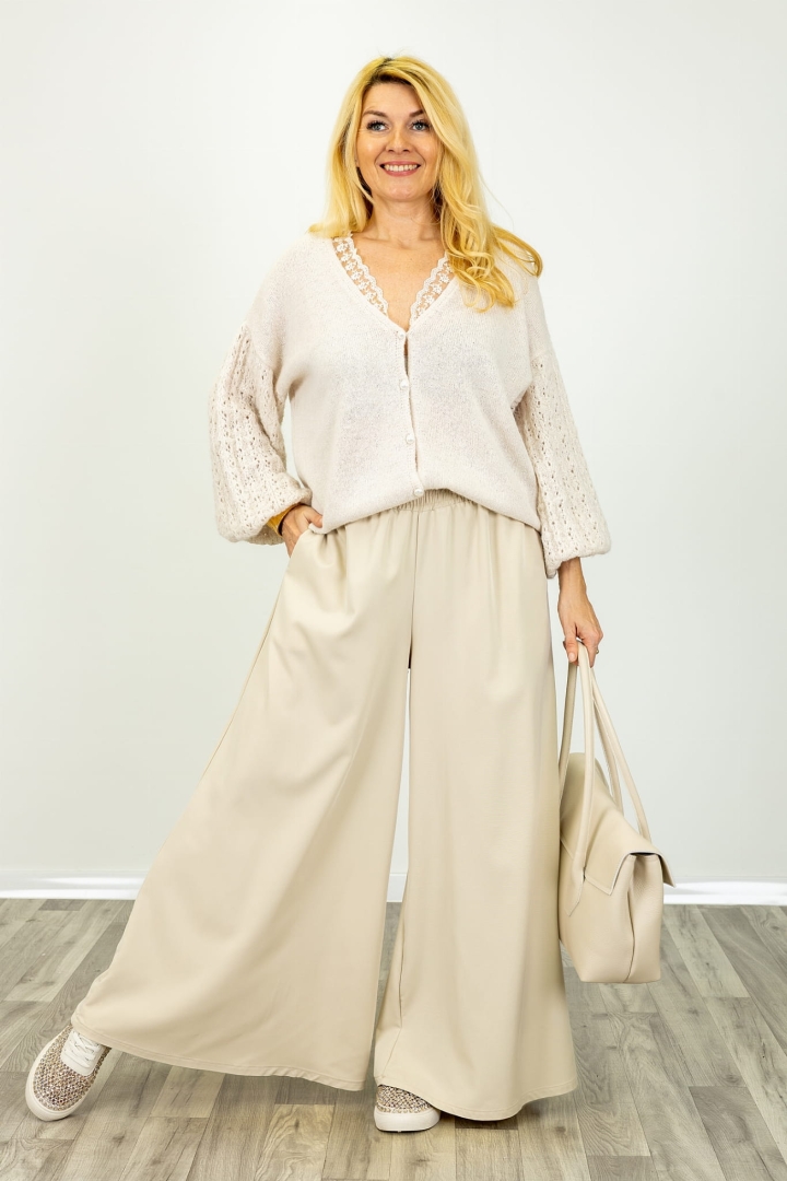 Palazzo Valdisotto beżowe z kieszeniami po bokach i wysokim stanem