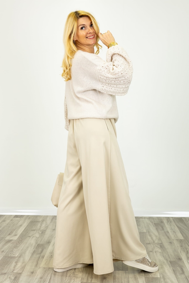 Spodnie Valdisotto beżowe palazzo z prostą szeroką nogawką