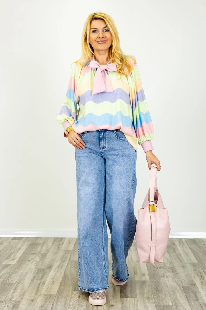 Spodnie jeansowe z szeroką nogawką Collagna denim blue