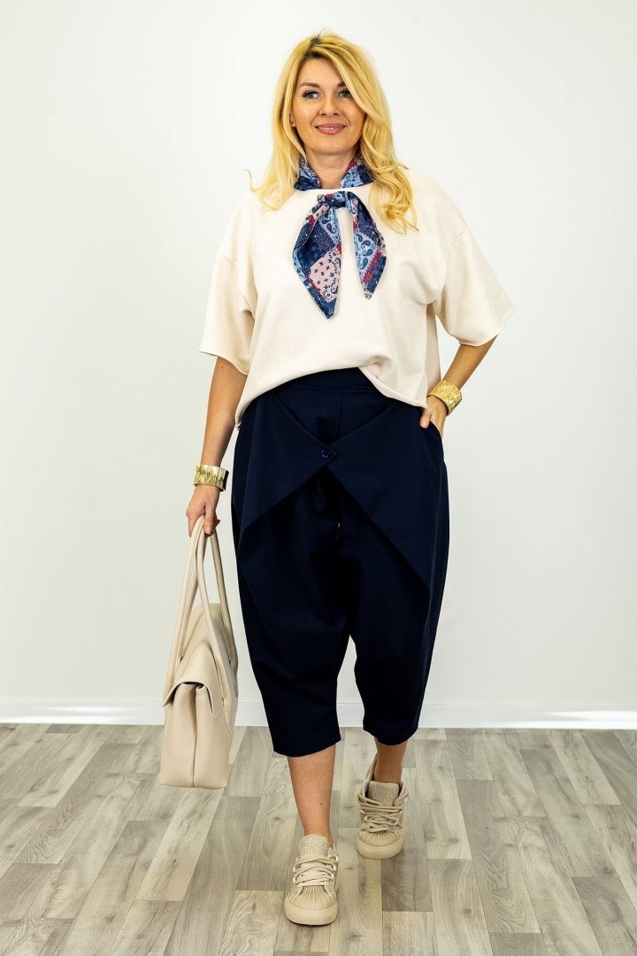 Kopertowe  spodnie Pratella granatowe z Włoch