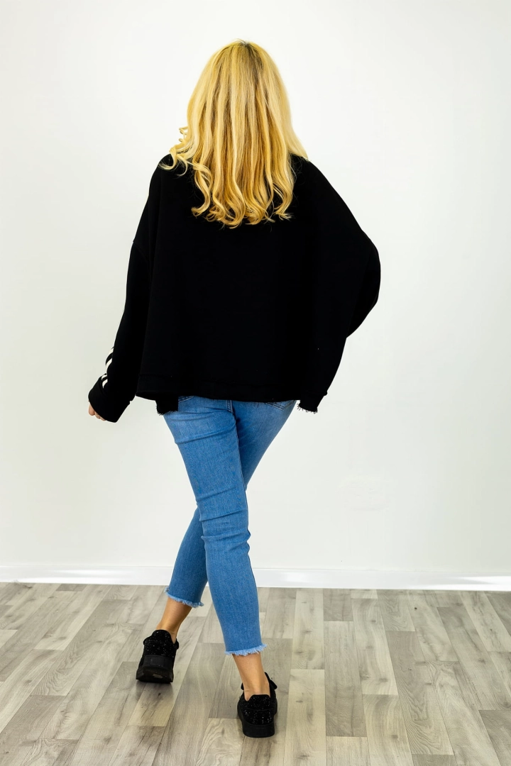 Bluza z lampasami i kieszeniami zapinana na suwak model Piscero czarna