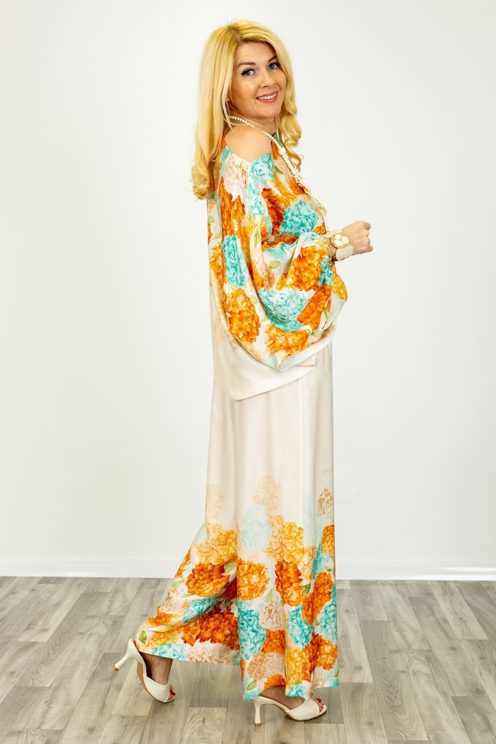 Spodnie La Scola z domieszką jedwabiu długie z wiązaniem w pasie