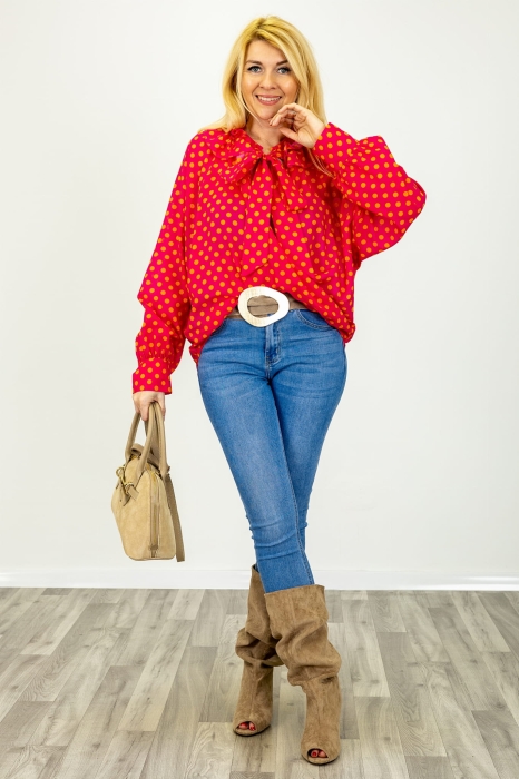 Bluzka asymetryczna Predosa fuksja w groszki