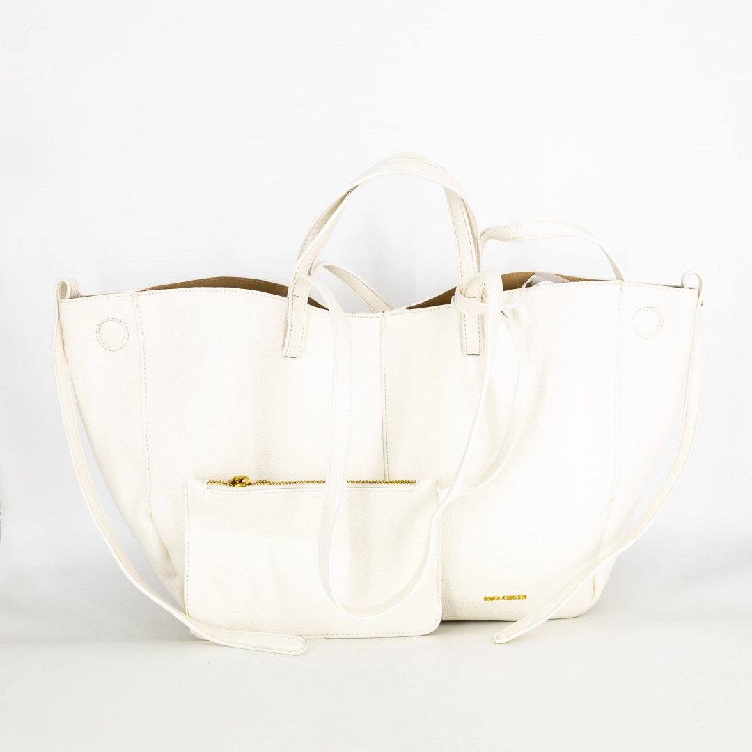 Duża torba na ramię biała ze skóry ekologicznej Minervino