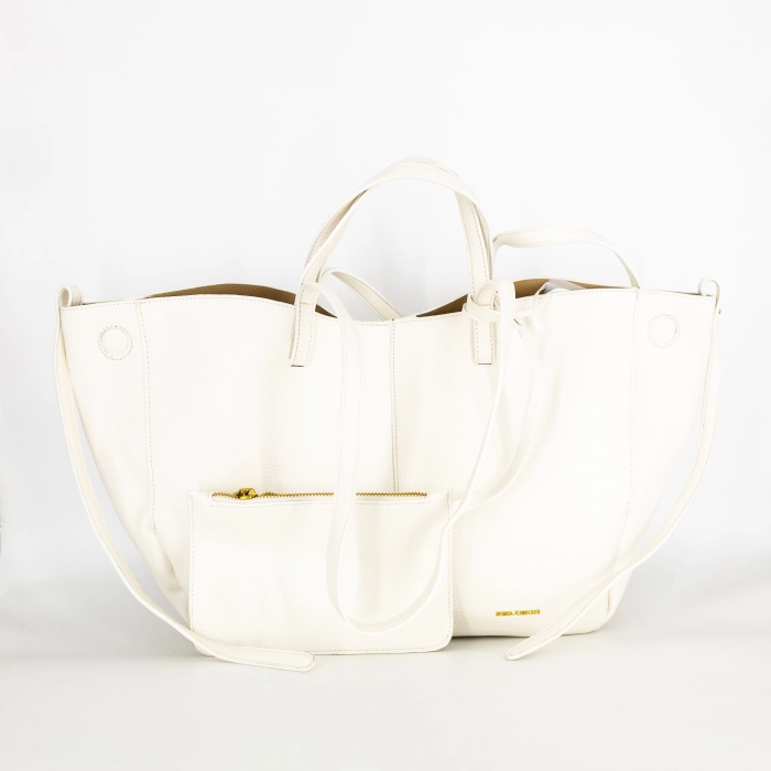 Duża torba na ramię biała ze skóry ekologicznej Minervino