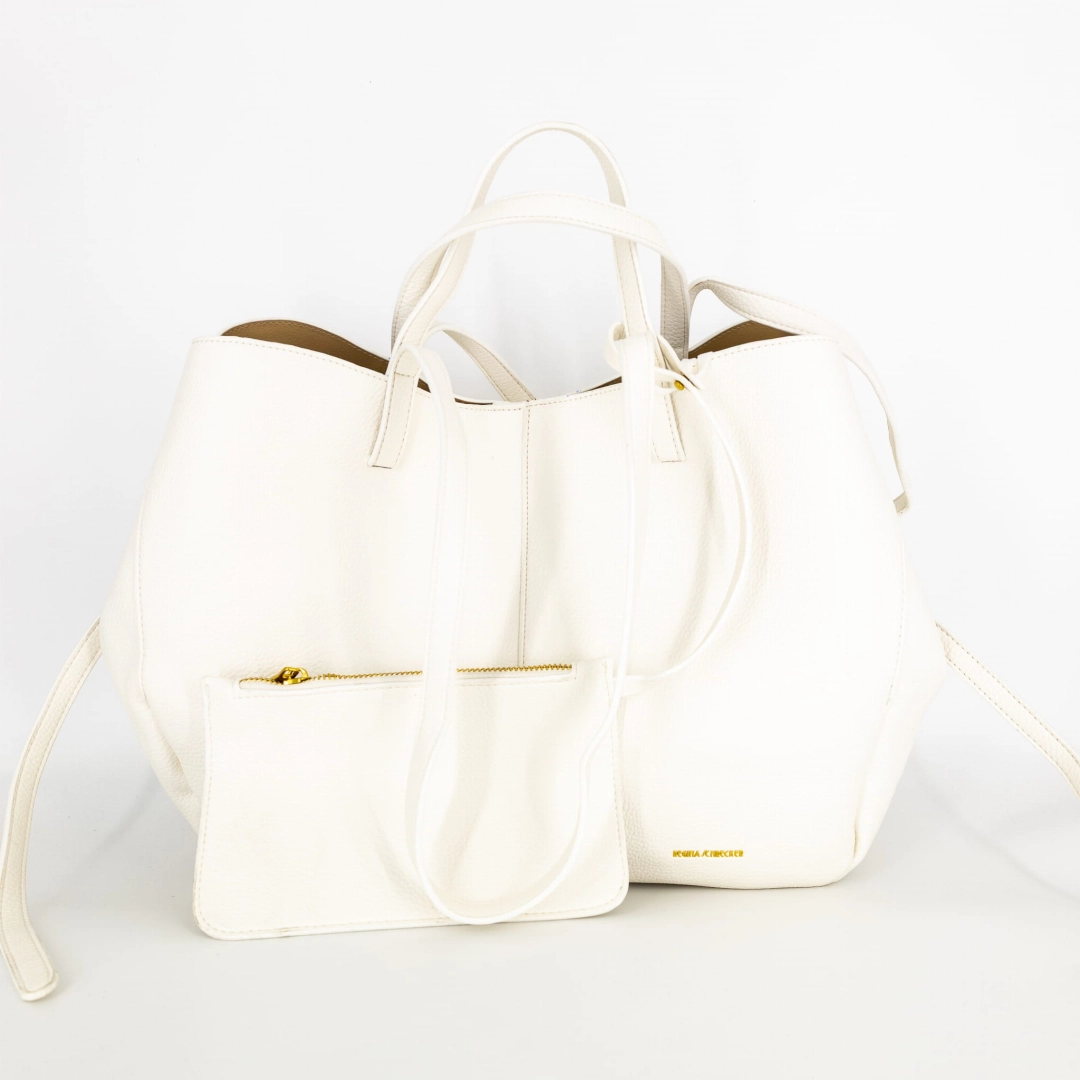 Designerska torba Minervino na ramię biała z górnym uchwytem