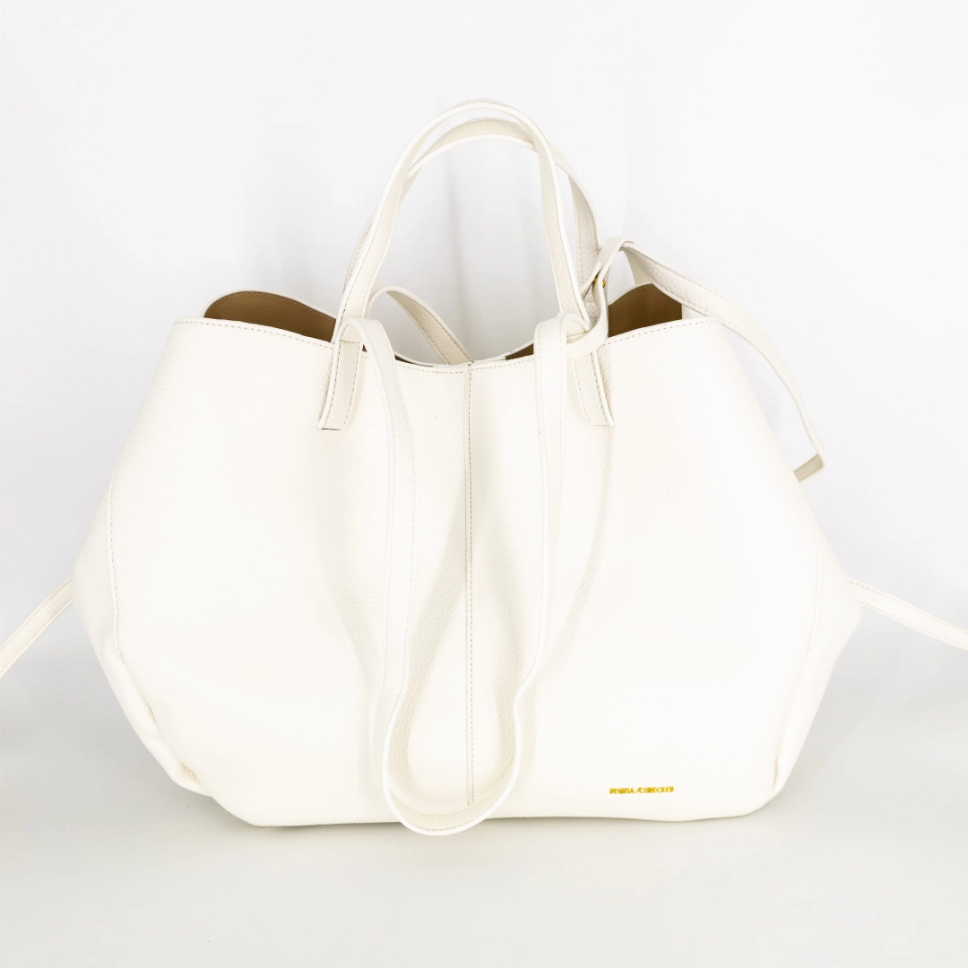 Biała torba shopper A4 z saszetką na ramię Minervino