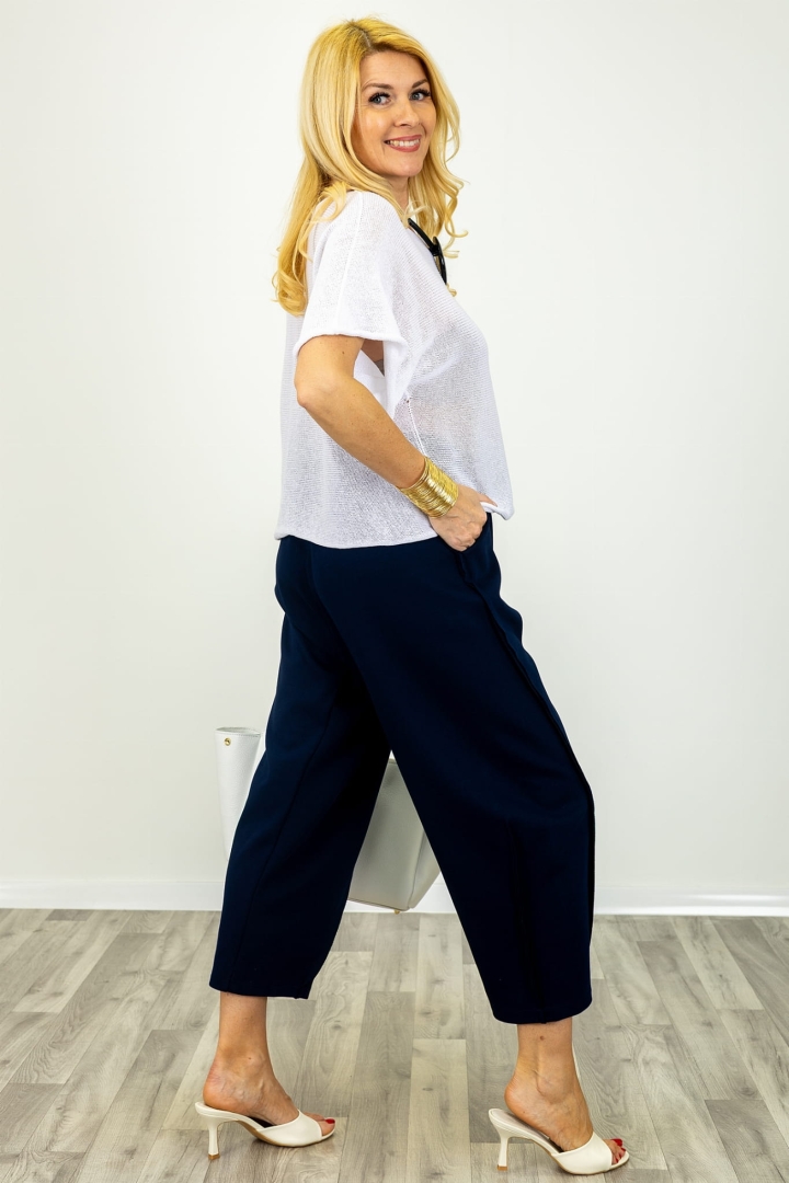 Bawełniane spodnie Sutria typu balloon w kolorze granatowym