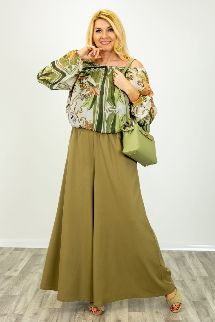 Palazzo Valdisotto oliwkowe z kieszeniami po bokach i wysokim stanem