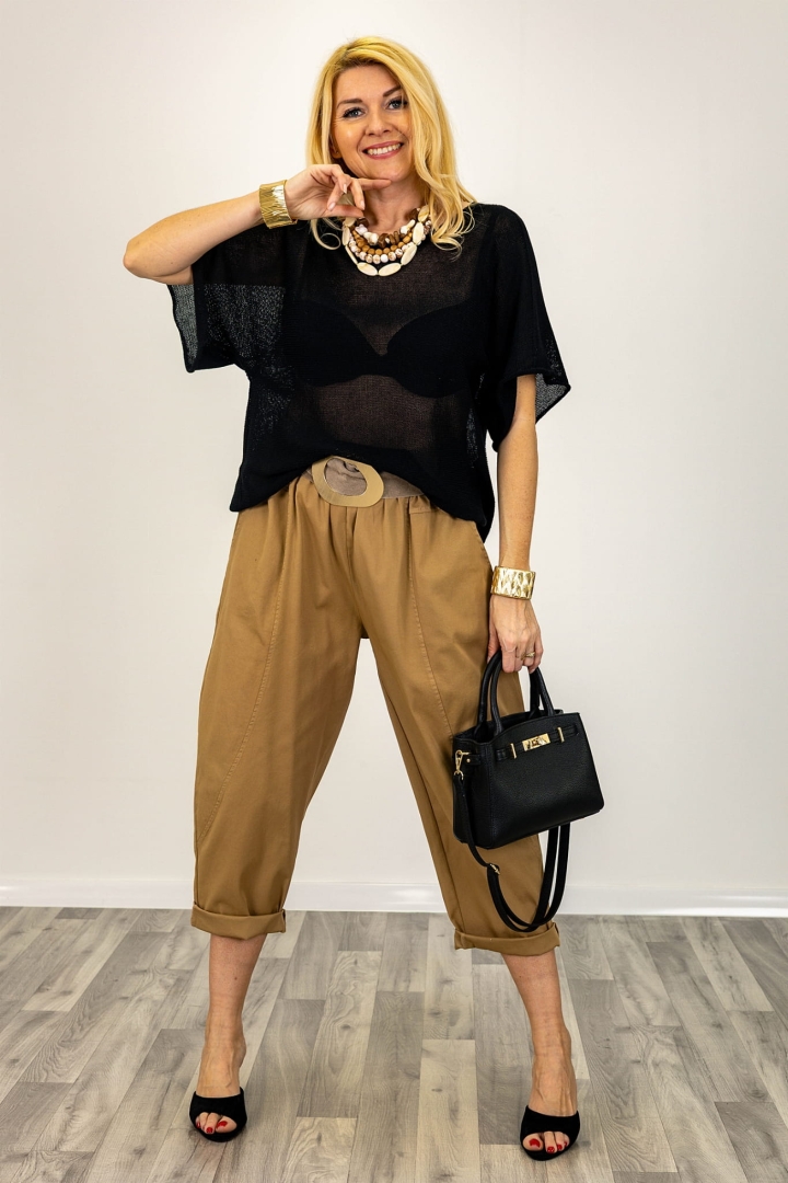 Casualowe spodnie typu balloon Regnanoa camelowe