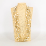 Naszyjnik wielowarstwowy Asola elastyczne sznurki koraliki beżowy