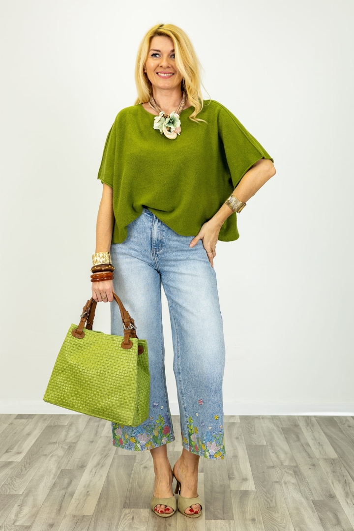 Bluzka krótki rękaw Rioneroinvulture, materiał dzianina, kolor zielony jasny