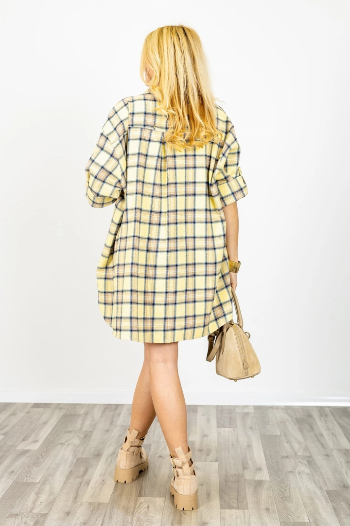 Pastelowa koszula w kratę plus size zapinana na guziki Magoro