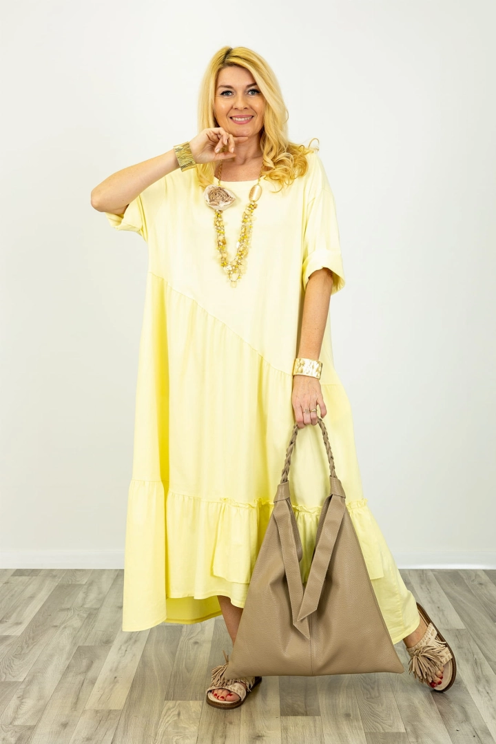 Asymetryczna sukienka oversize maxi Agerola pastelowy żółty