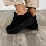 Sneakersy ażurowe na platformie wiązane z dekoracyjnym wzorem Noli czarne