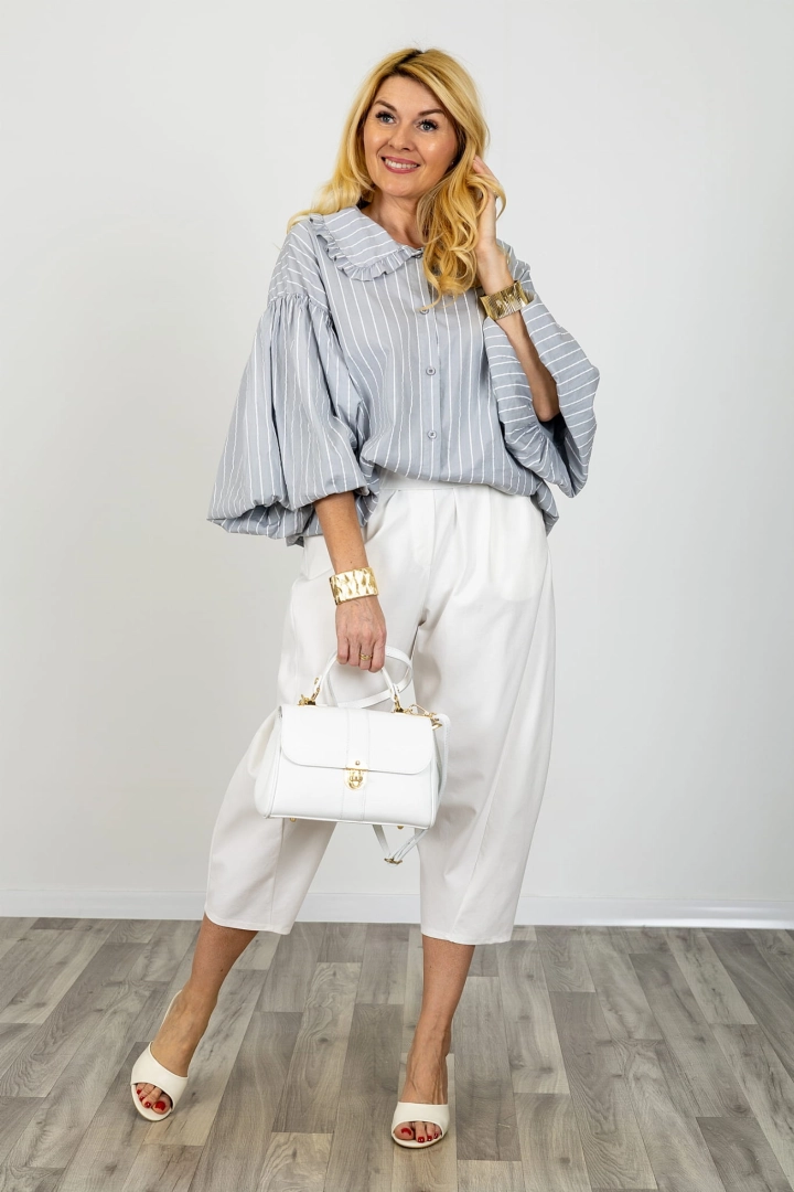 Koszula damska zapinana na guziki w paski Acquapendente szara