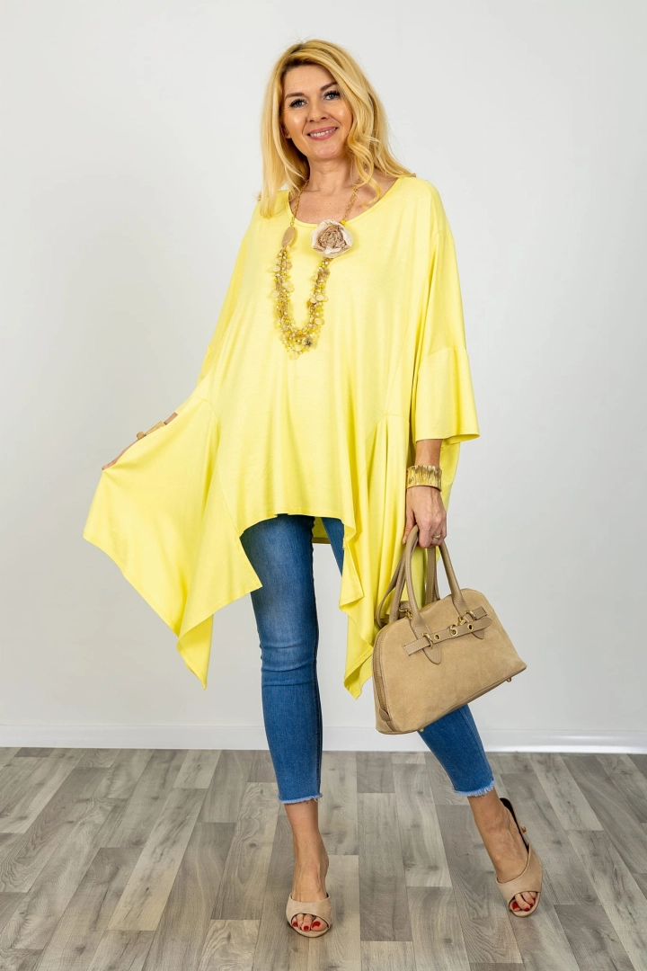 Tunika Lericavour pastelowa żółć luźna oversize z szerokim rękawem