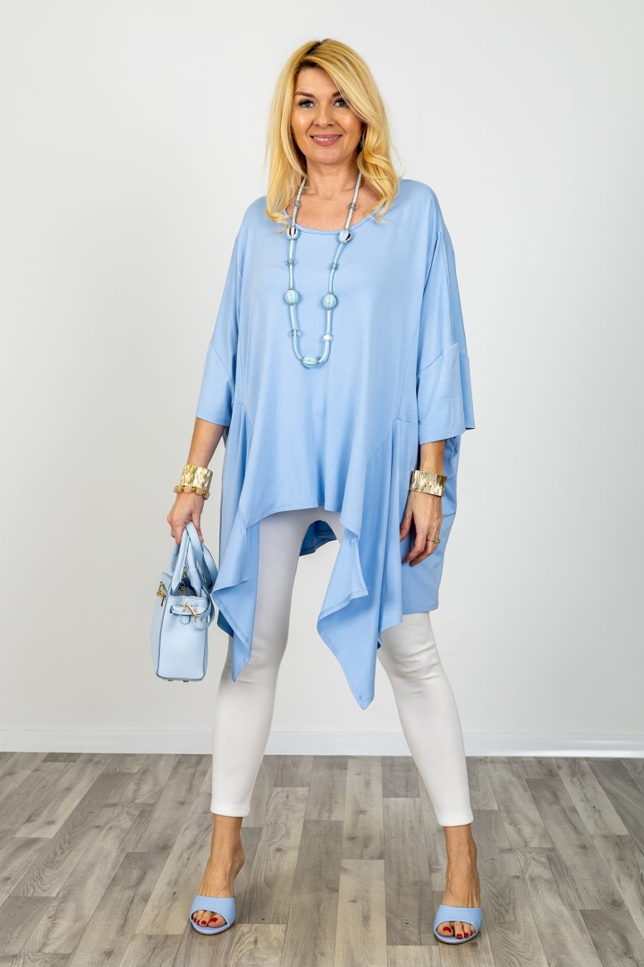 Tunika Lericavour błękitna luźna oversize z szerokim rękawem
