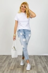 T-shirt z dekoracyjnym ażurowym kołnierzykiem bluzka z krótkim rękawem Cellenonuovo biała