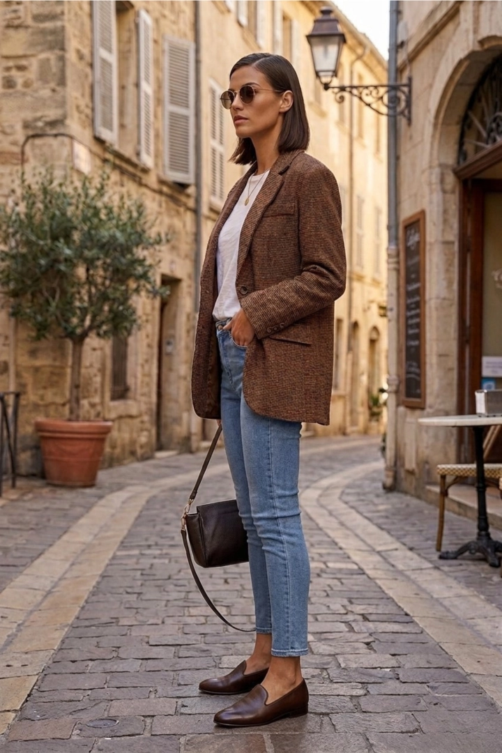 marynarka damska oversize w kratę camel bordowy smart casual elegancka Tronto