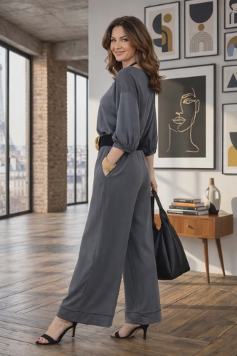 spodnie damskie grafitowe Campolungo palazzo szerokie nogawki casual chic styl miejski