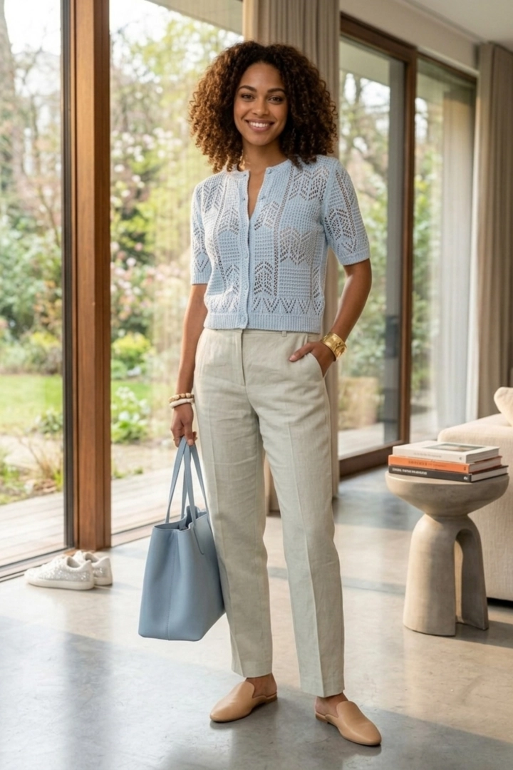 Bluzka damska jasnoniebieska ażurowa lekka narzutka boho Roverchiaretta