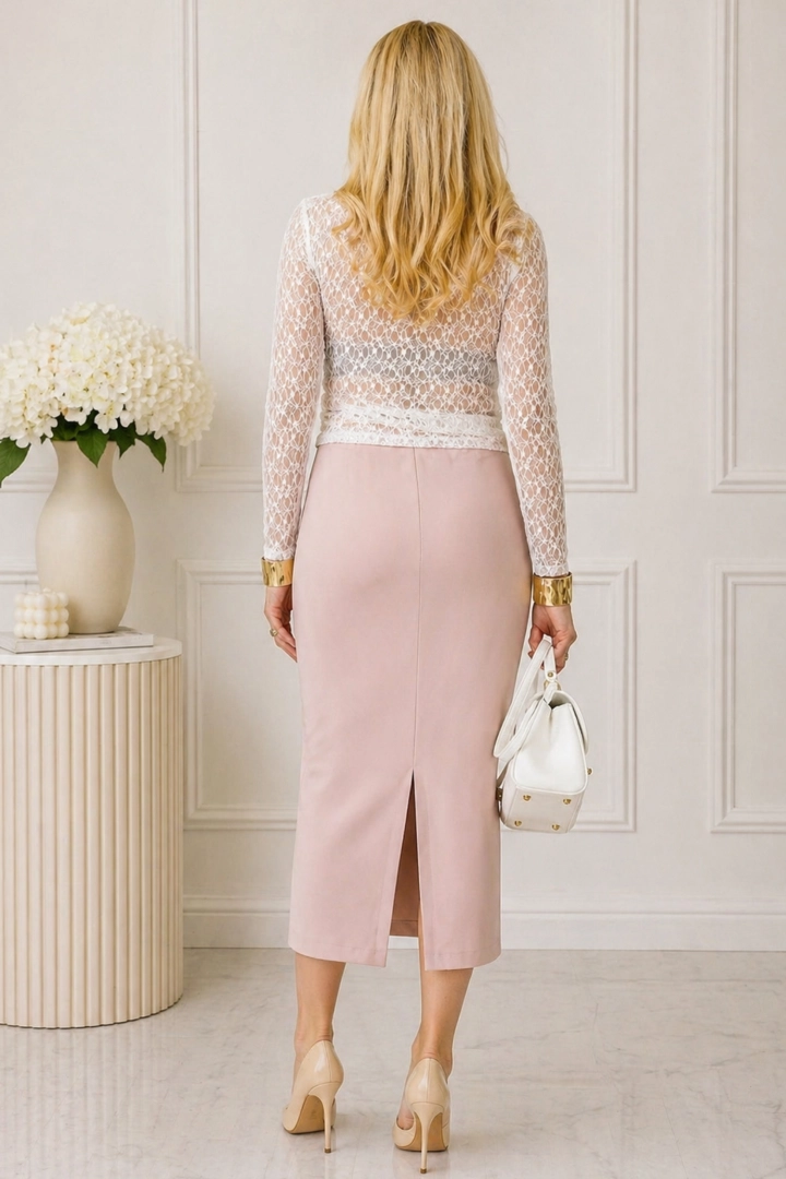 Bluzka biała koronkowa z aplikacją kwiatową 3D długi rękaw Champorcher