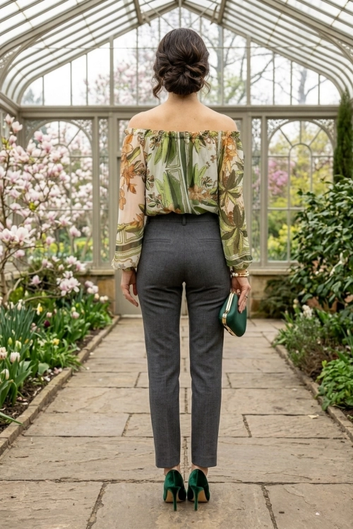Bluzka jedwabna hiszpanka khaki asymetryczna elegancka Colonno