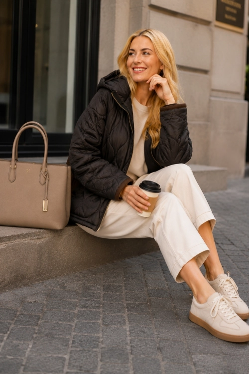Kurtka damska brązowa zamszowa wstawka z tyłu oversize Alonte