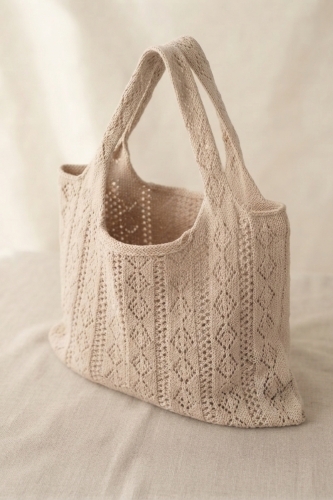 Torebka damska beżowa shopper ażurowa boho Invorio