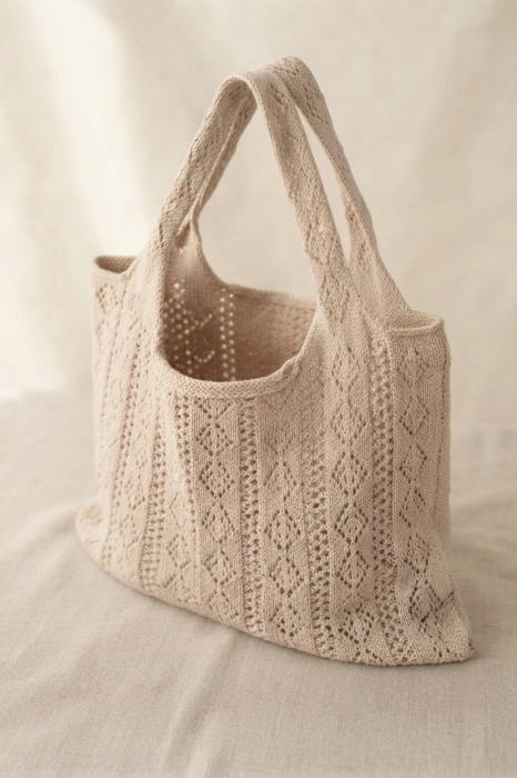 Torebka damska beżowa shopper ażurowa boho Invorio