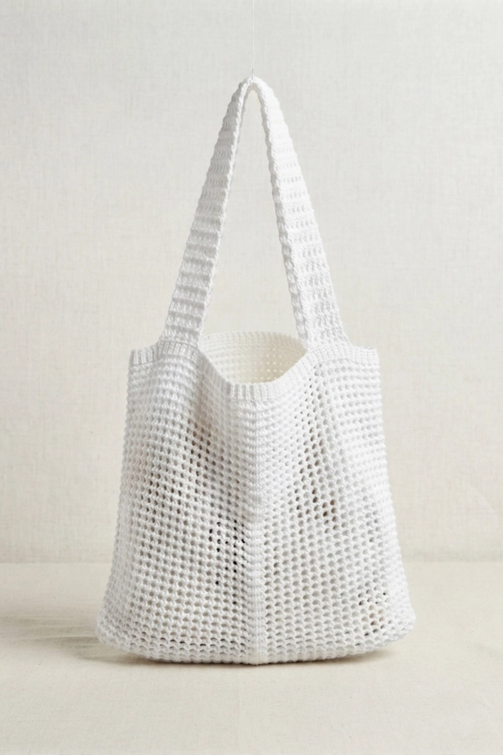 Torebka biała szydełkowa shopper bag boho Nebbiuno